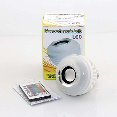 Bluetooth 3.0 Speaker with A2DP Music Playing Bulb Smart RGB + White Color Changing LED Bulb with 24keys Remote Control