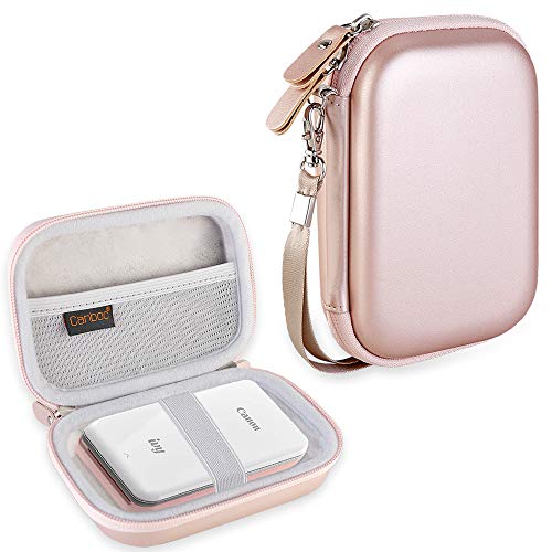 Canboc Hard Carrying Case for Canon Ivy Mobile Mini CLIQ CLIQ+ CLIQ 2 CLIQ+ 2 Instant Camera Printer Wireless Bluetooth Portable Smartphone Photo Printer, Mesh Pocket fit Photo Paper Cable, Rose Gold