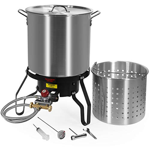 Barton 52 QT All Purpose Aluminum Turkey Fryer Steamer Burner Barbecues Cajun Seafood Bake Pot Large Capacity (52 Quart)