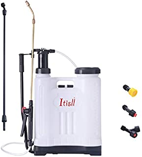 ITISLL 4 Gallon Backpack Sprayer, Leak-Free Pump Sprayer with Telescopic Brass Wand, Durable Polyethylene Wand and 4 Nozzles for Garden and Lawn 15liter (919NK15)