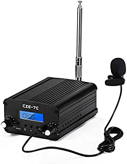 7W/1W FM Transmitter with Mic, FM Transmitter for Church, 76MHZ-108MHZ Radio Stereo Station with Antenna, Clear Stereo Sound Quality and Aluminum Alloy Material for Church School