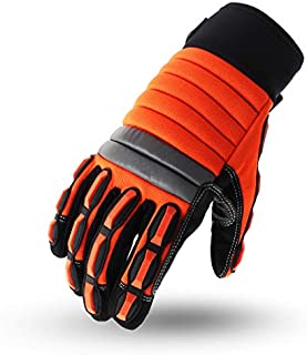 SiinvdaBZX Anti Vibration Gloves, Heavy Duty Safety Work Gloves TPR Protector Impact Gloves Mechanic Glove, 9, Large