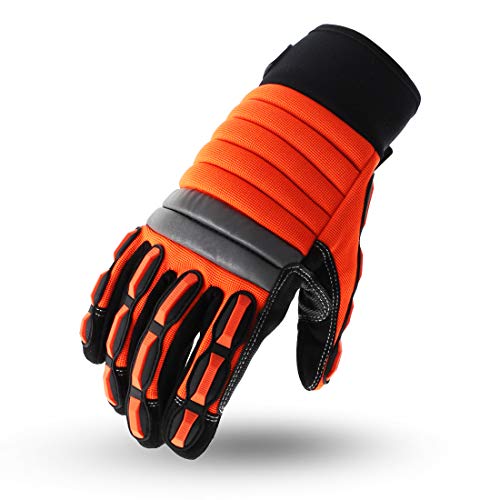 SiinvdaBZX Anti Vibration Gloves, Heavy Duty Safety Work Gloves TPR Protector Impact Gloves Mechanic Glove, 9, Large