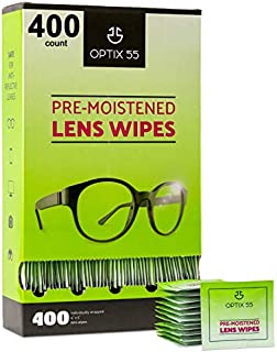 Eyeglass Cleaner Lens Wipes - 400 Pre-Moistened Individual Wrapped Eye Glasses Cleaning Wipes | Glasses Cleaner Safely Cleans Glasses, Sunglasses, Phone Screen, Electronics & Camera Lense| Streak-Free