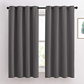 NICETOWN Bedroom Blackout Curtains Panels - Window Treatment Thermal Insulated Solid Grommet Blackout for Living Room (Set of 2 Panels, 52 by 63 Inch,Grey)