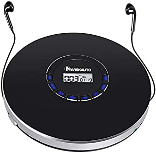 Portable CD Player with Headphones, 2000mAh Rechargeable CD Player for Car with LED Backlit Display, 18 Hours Playing Time, Shockproof, 3.5mm AUX Cable