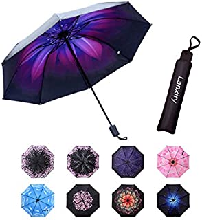 Compact Travel Umbrella,Windproof Waterproof Stick Umbrella Anti-UV Protection Golf Umbrellas (Orchid)