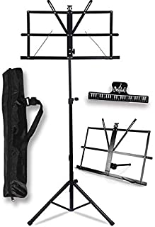 GLEAM Music Stand - 2 in 1 Dual-Use Desktop Book Stand Folding Music Holder with Carrying Bag