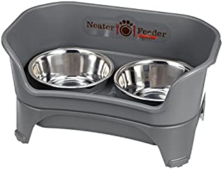 Neater Feeder Express (Medium to Large Dog, Gunmetal) - with Stainless Steel, Drip Proof, No Tip and Non Slip Dog Bowls and Mess Proof Pet Feeder