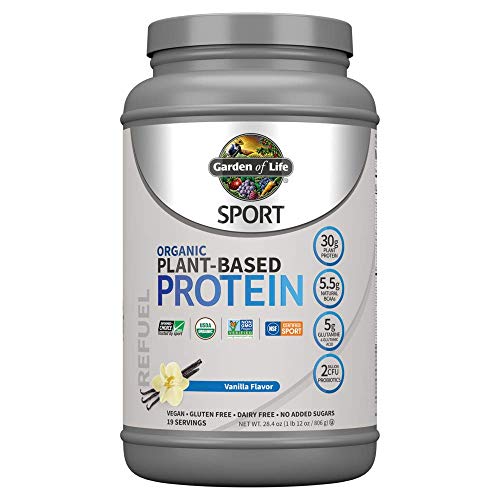 Garden of Life Sport Organic Plant Based Protein Powder Vanilla, 30g Protein Per Serving, Premium Vegan Protein Powder for Women & Men, Plant Bcaa, Recovery Blend, 19 Servings - Packaging May Vary