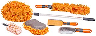 BIRDROCK HOME 6 PCS Car Wash and Cleaning Kit - Microfiber Cleaner  Auto Care - Exterior and Interior Cleaning  Tire Wheel Brush - Sponge - Duster - Extendable Cleaning Tool - Detailing Set