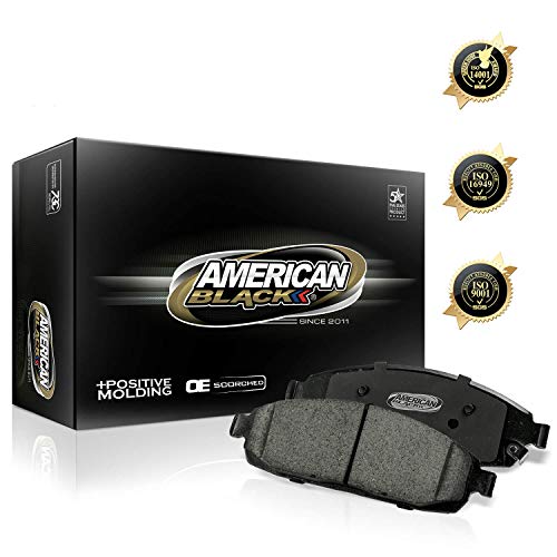 American Black ABD1322C Professional Ceramic Front Disc Brake Pad Set Compatible With Audi A4 / A4 Quattro / A5 / A5 Quattro / A6 & Others - OE Premium Quality - Perfect fit, QUIET & DUST FREE