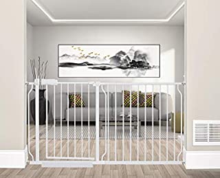 ALLAIBB Extra Wide Pressure Mounted Baby Gate Walk Through Child Kids Safety Toddler Tension White Long Large Pet Dog Gates with Extension for doorways Kitchen and Living Room (57.48-62.20