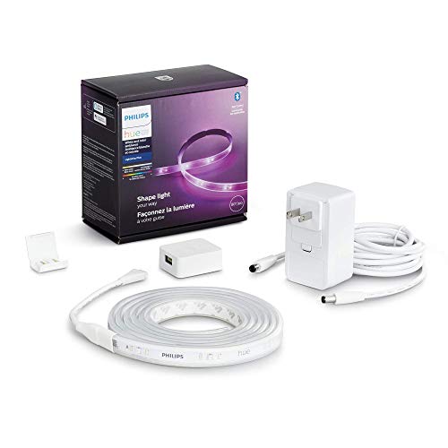 Philips Hue Bluetooth Smart Lightstrip Plus 2m/6ft Base Kit with Plug, (Voice Compatible with Amazon Alexa, Apple Homekit and Google Home)