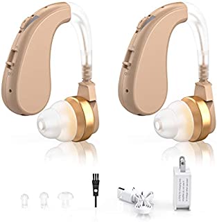 Digital Hearing Amplifiers - Rechargeable Personal Sound Enhancer with Volume Control Noise Reduction for Adults and Seniors, Hearing Aid Brushes Included by Blomed (2-Pack)