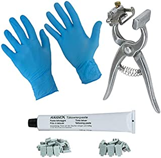 BOCCS Tattoo Kit Standard with Digits & Letters, Nitrile Gloves, and 5oz Paste for Identification of Sheep, Pigs, Goats, Cattle Livestock (0-9 & A-Z, Black)