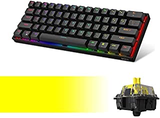 DK61E 60% Mechanical Gaming Keyboard with Fastest Yellow Gateron Optical Switch, RGB Backlit Wired PBT Keycap Waterproof Type-C Compact 61 Keys Computer Keyboard with Full Keys Programmable by DIERYA