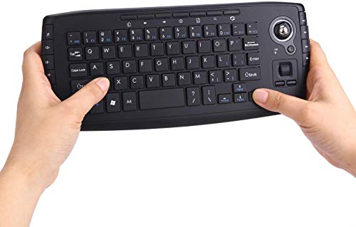 [Updated] Fonicer Multimedia 2.4Ghz Wireless Mini Keyboard with Trackball Mouse Scroll Wheel for PC/Mac/Android Tv Box, Remote Controller,X Structure