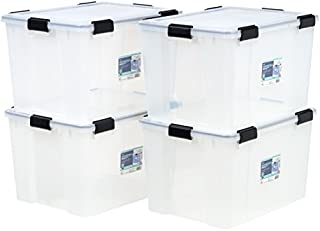 IRIS USA UCB-LDD Weathertight Storage Box, 4 Pack, 74 Quart, Clear