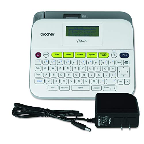 Brother P-touch Label Maker, Versatile Easy-to-Use Labeler, PTD400AD, AC Adapter, QWERTY Keyboard, Multiple Line Labeling, White