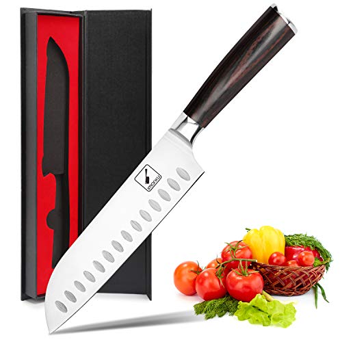 Santoku Knife - imarku 7 inch Kitchen Knife Ultra Sharp Asian Knife Japanese Chef Knife - German HC Stainless Steel 7Cr17Mov - Ergonomic Pakkawood Handle, Best Choice for Home Kitchen and Restaurant