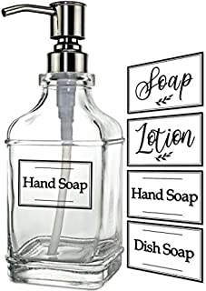 JASAI Antique Design 18Oz Soap Dispenser with Jumbo Rust Proof 304 Stainless Steel Pump, Refillable Hand Soap Dispenser with 6Pcs Clear Stickers, Premium Kitchen & Bathroom Soap Dispenser