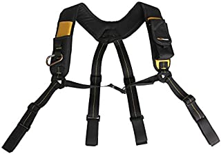 Tool Belt Suspenders/ Work Suspenders with Padded Foam Adjustable Shoulder Straps , Large Phone Holder, Key Chain, Suspenders Loop Adjustable for Carpenter Suspenders Rig (Hook and loop black color)