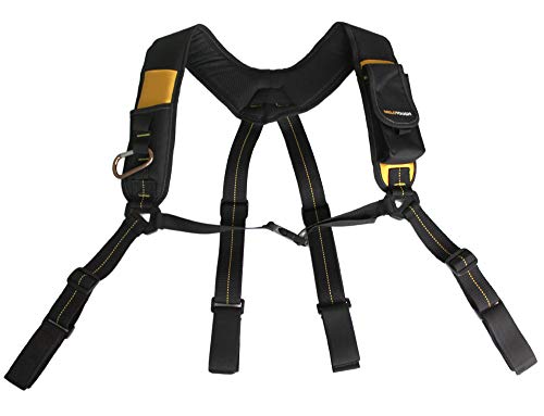 Tool Belt Suspenders/ Work Suspenders with Padded Foam Adjustable Shoulder Straps , Large Phone Holder, Key Chain, Suspenders Loop Adjustable for Carpenter Suspenders Rig (Hook and loop black color)