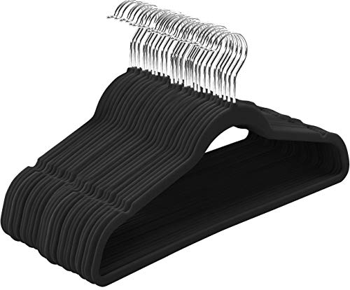 Utopia Home (Pack of 50 Premium Non Slip Velvet Hangers - 360-degree rotatable Hook - Durable & Slim - Coat Hangers - Pant Hangers - Black