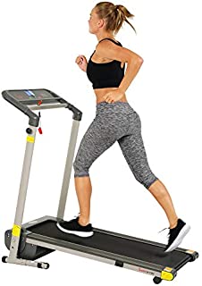 Sunny Health & Fitness Folding Compact Motorized Treadmill - LCD Display, Shock Absorption and 220 LB Max Weight - SF-T7632,Gray