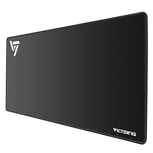 VicTsing [30% Larger] Extended Gaming Mouse Pad with Stitched Edges, Long XXL Mousepad (31.5x15.7In), Desk Pad Keyboard Mat, Non-Slip Base, Water-Resistant, for Work & Gaming, Office & Home, Black
