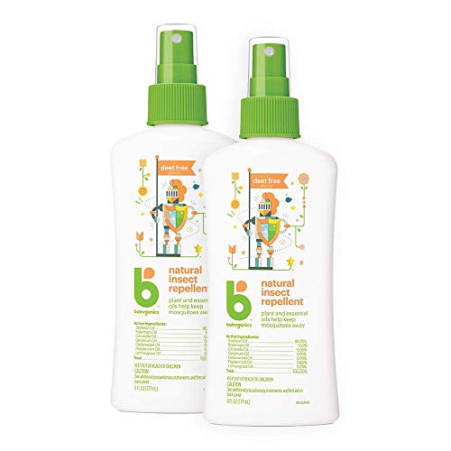 Babyganics Natural Bug Spray, 6oz Spray Bottle (Pack of 2), Packaging May Vary