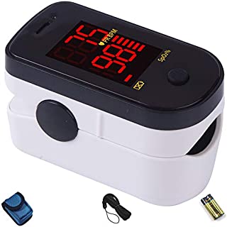 ChoiceMMed Black Finger Pulse Oximeter - Blood Oxygen Saturation Monitor Great as SPO2 Pulse Oximeter - Portable Oxygen Sensor with Included Batteries - O2 Saturation Monitor with Carry Pouch