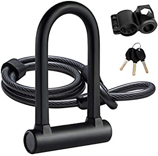 UBULLOX Bike U Lock Heavy Duty Bike Lock Bicycle U Lock, 16mm Shackle and 4ft Length Security Cable with Sturdy Mounting Bracket for Bicycle, Motorcycle and More