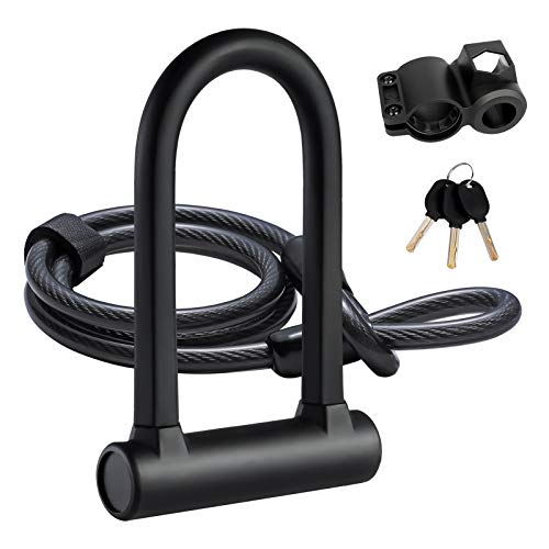 UBULLOX Bike U Lock Heavy Duty Bike Lock Bicycle U Lock, 16mm Shackle and 4ft Length Security Cable with Sturdy Mounting Bracket for Bicycle, Motorcycle and More