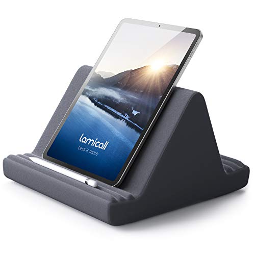 Tablet Pillow Stand, Pillow Soft Pad for Lap - Lamicall Tablet Holder Dock for Bed with 6 Viewing Angles, Compatible with iPad Pro 9.7, 10.5,12.9 Air Mini 4 3, Kindle, Galaxy Tab, E-Reader - Dark Gray