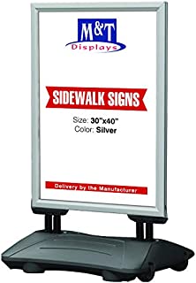 Outdoor Display Advertising Sidewalk Sign for 30x40 Inch Posters, Snap Open Frame, Double Sided, Water Base, High Wind Resistant with Spring Base