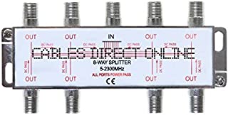 8 Way Bi-Directional 5-2300 MHz Coaxial Antenna Splitter for RG6 RG59 Coax Cable Satellite HDTV (8 Ports)