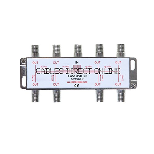 8 Way Bi-Directional 5-2300 MHz Coaxial Antenna Splitter for RG6 RG59 Coax Cable Satellite HDTV (8 Ports)