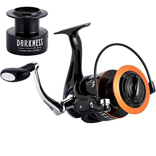 Dr.Fish Saltwater Spinning Reel Graphite Body Spare Spool 9+1 Stainless Steel BB 35lb Max Drag Carbon Fiber Surf Casting Reel Inshore Fishing Ocean Fishing 9000