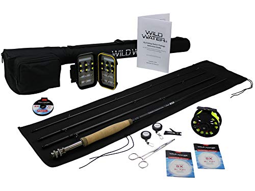 Wild Water Fly Fishing 9 Foot, 4-Piece, 5/6 Weight Fly Rod Deluxe Complete Fly Fishing Rod and Reel Combo Starter Package