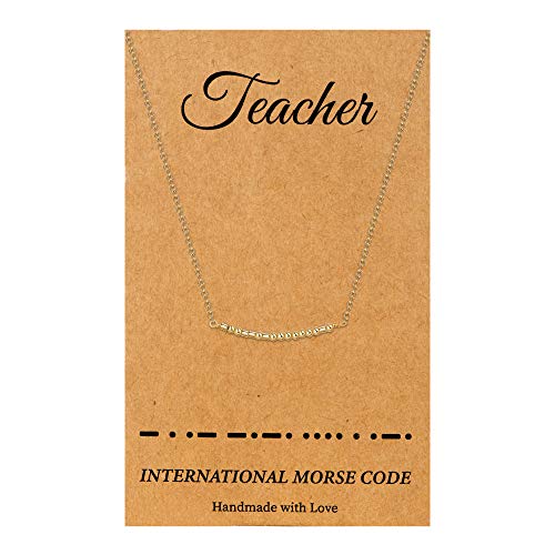 IEFLIFE Teacher Appreciation Gifts, Morse Code Necklace End of Year Teacher Gift Morse Code Bracelet foe Women Teacher Gifts from Student Valentines Day Teacher Gift