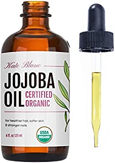 Jojoba Oil, USDA Certified Organic, 100% Pure, Cold Pressed, Unrefined. Revitalizes Hair & Gives Skin a Radiant Youthful Look. Effective Treatment for Face, Lips, Cuticles, Stretch Marks. (4 oz)