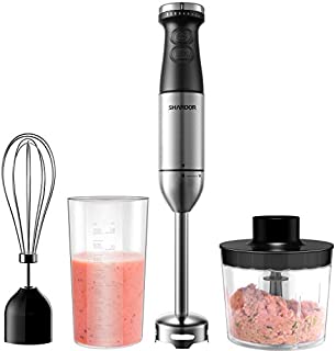 SHARDOR Immersion Hand Blender 9-Speed Stainless Steel Stick Blender With Food Chopper, Whisk, Mixing Beaker, Hand Blender Electric for Soups, Sauces, Smoothies, Infant Food, BPA-Free, Silver