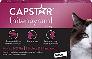 Capstar Fast-Acting Oral Flea Treatment for Cats, 6 Doses, 11.4 mg (2-25 lbs)