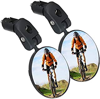 SGODDE Bike Mirror, 2pcs Bicycle Cycling Rear View Mirrors, Safe Rearview Mirror, Adjustable Handlebar Mounted Plastic Convex Mirror for Mountain Road Bike Bicycle