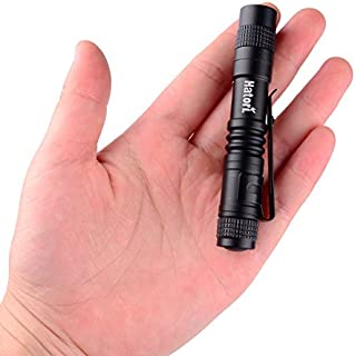 Hatori Super Small Mini LED Flashlight Battery-Powered Handheld Pen Light Tactical Pocket Torch with High Lumens for Camping, Outdoor, Emergency, Everyday Flashlights, 3.55 Inch