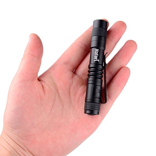 Hatori Super Small Mini LED Flashlight Battery-Powered Handheld Pen Light Tactical Pocket Torch with High Lumens for Camping, Outdoor, Emergency, Everyday Flashlights, 3.55 Inch