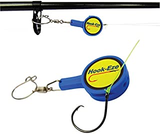 Hook-Eze Fishing Tool (Blue) Hook Tying & Safety Device + Line Cutter - Cover Hooks on 2 Poles & Travel Safely fully rigged. Multi function Fishing Device