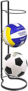 Sports Ball Storage Rack,3 Stack Basketball Storage Holder Freestanding Garage Sport Equipment Organizer Innovative Indoor Removable Vertical Display Stand For Volleyball Football Basketall Black Iron